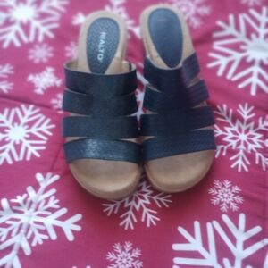 Navy Blue and Tan Women's Sandals By Rialto
